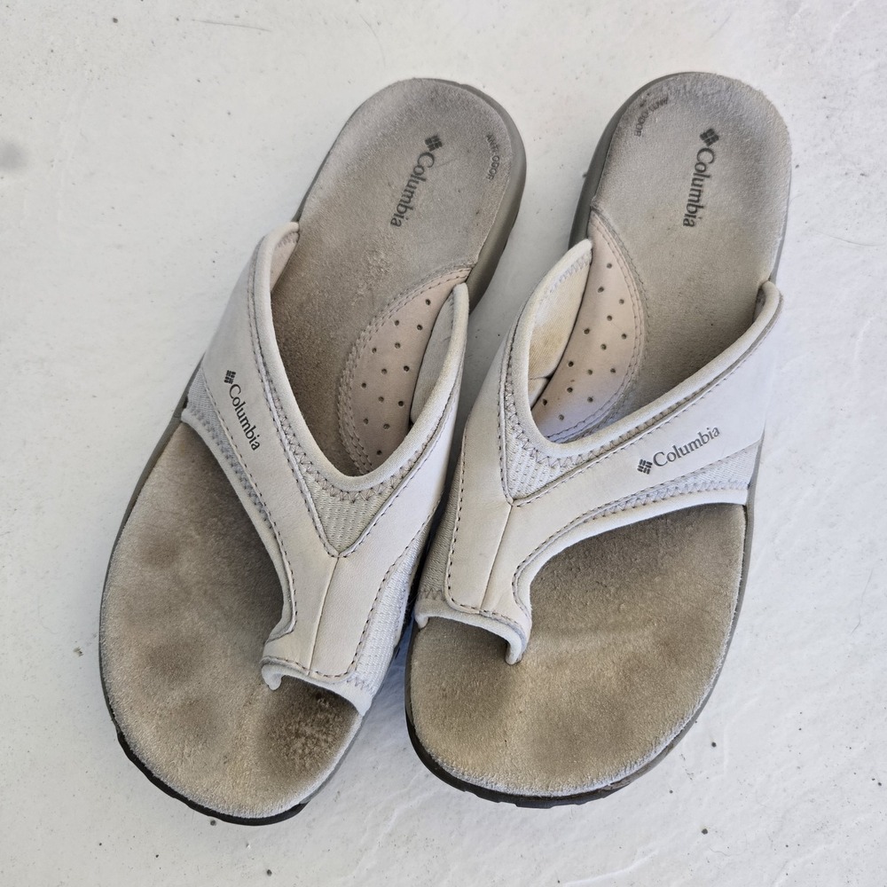 Columbia Women's Size 9 Beige Comfort Thong Toe Loop Activewear Flip Flop Sandal
